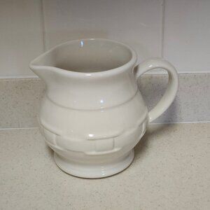 LONGABERGER Woven Traditions Pottery Pitcher - 32 oz 1 quart - Heirloom Ivory